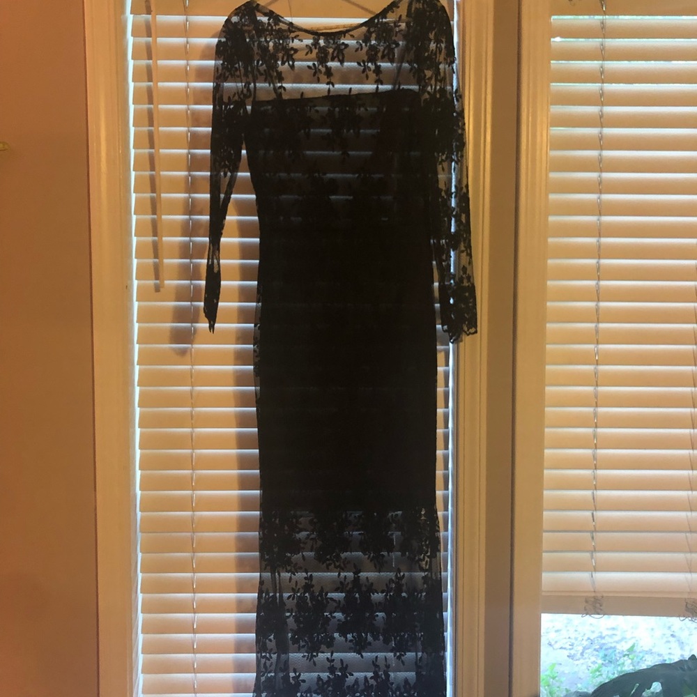 Black lace floor length dress